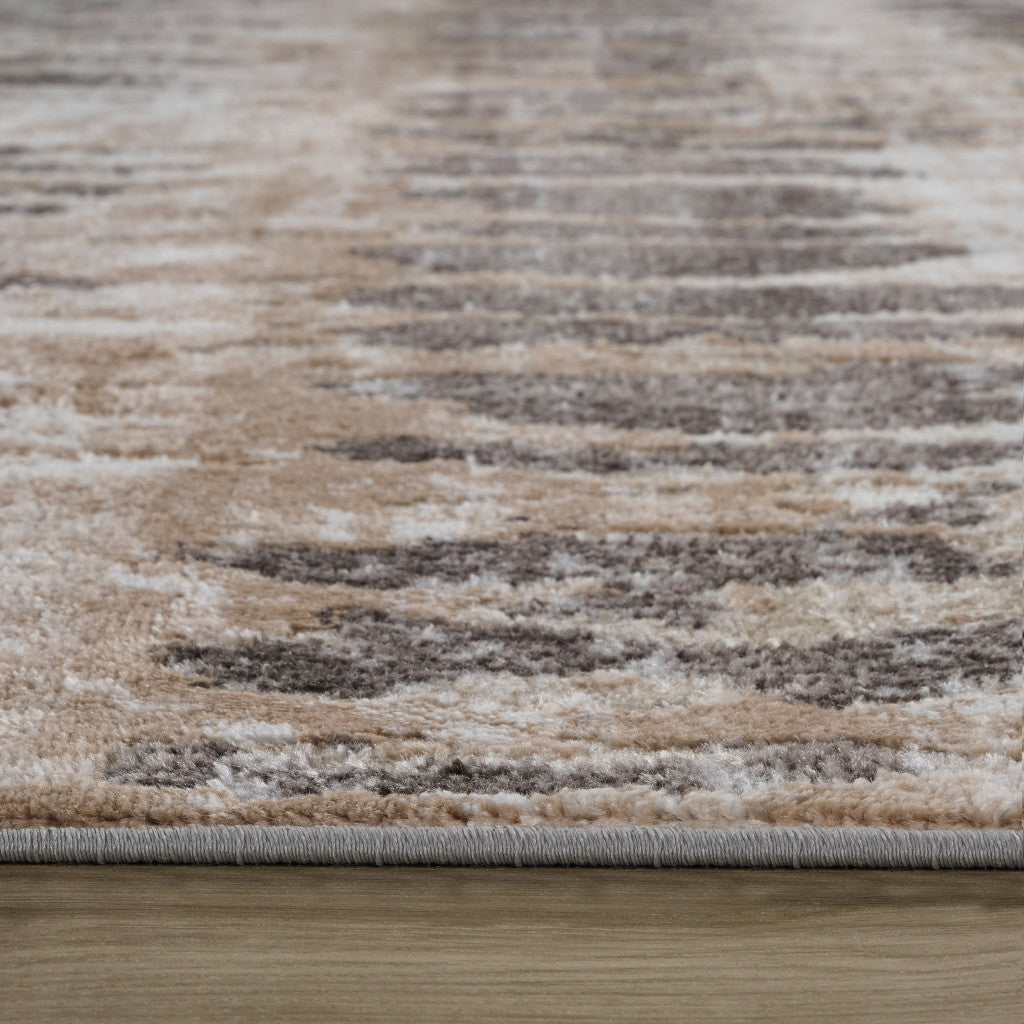 7' X 10' Beige and Brown Abstract Distressed Area Rug