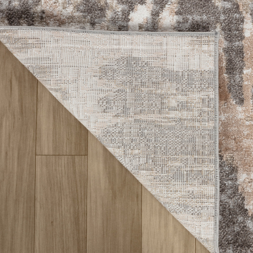 7' X 10' Beige and Brown Abstract Distressed Area Rug