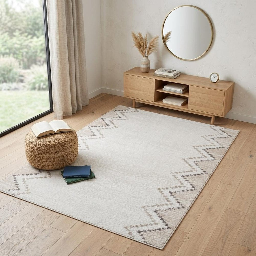 4' X 6' Beige and Brown Abstract Distressed Area Rug