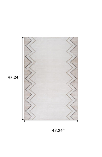 4' X 6' Beige and Brown Abstract Distressed Area Rug