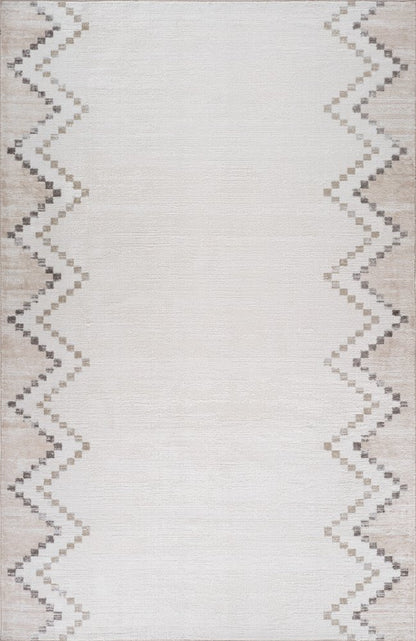 5' X 8' Beige and Brown Abstract Distressed Area Rug