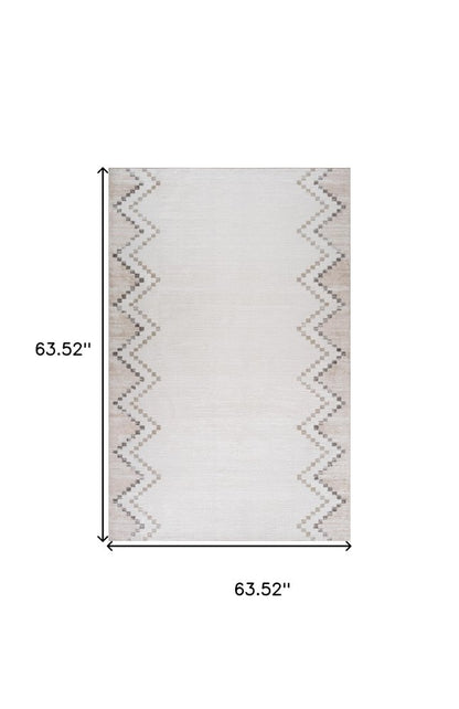 5' X 8' Beige and Brown Abstract Distressed Area Rug