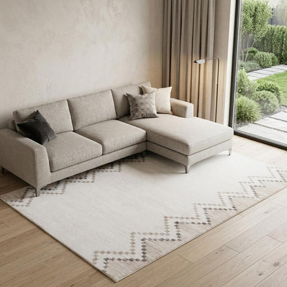 7' X 10' Beige and Brown Abstract Distressed Area Rug