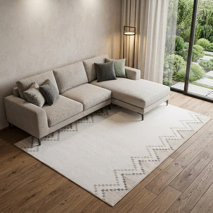 7' X 10' Beige and Brown Abstract Distressed Area Rug