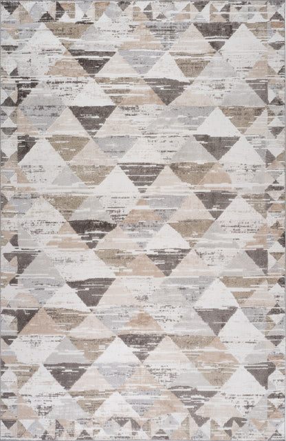 4' X 6' Beige and Brown Abstract Distressed Area Rug