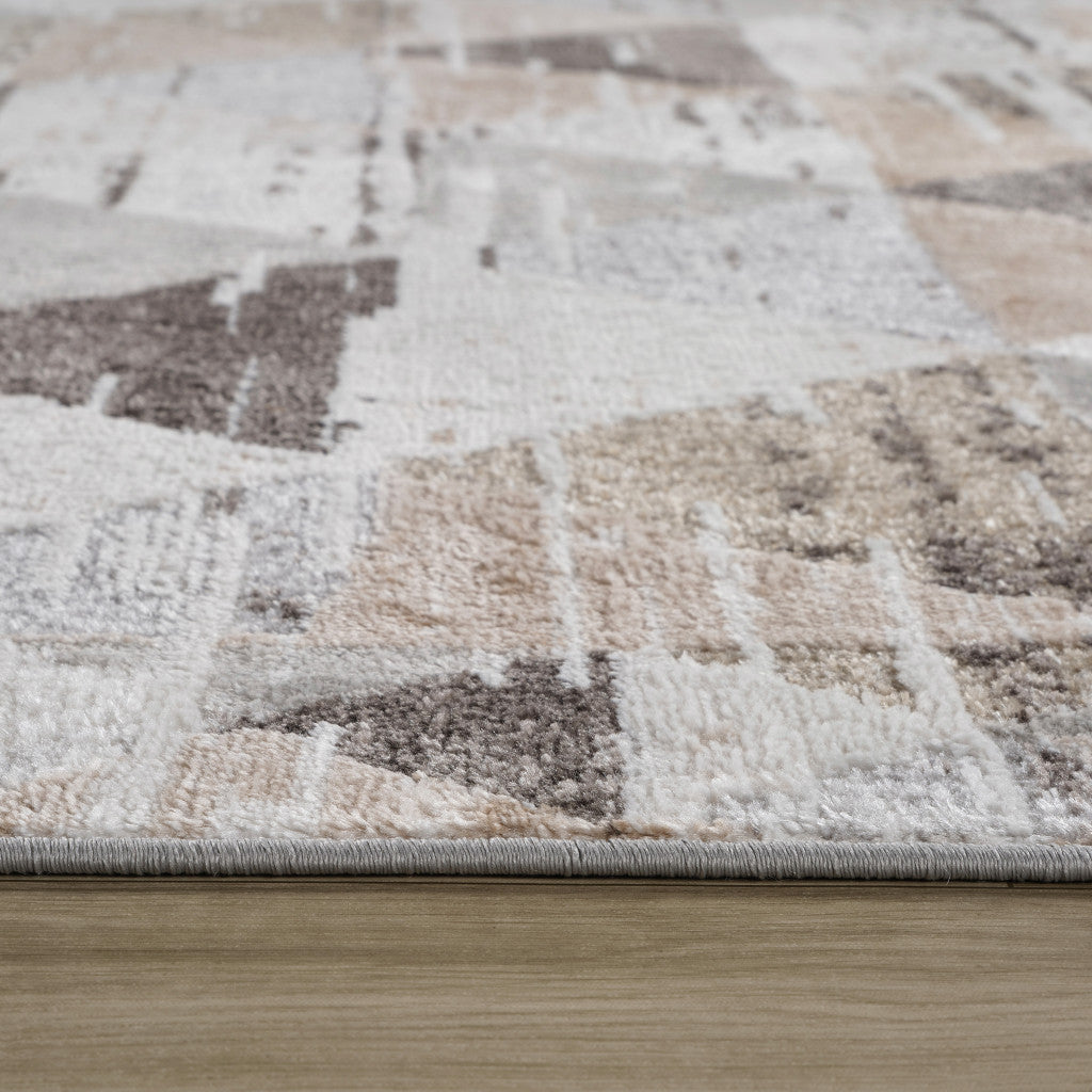 4' X 6' Beige and Brown Abstract Distressed Area Rug