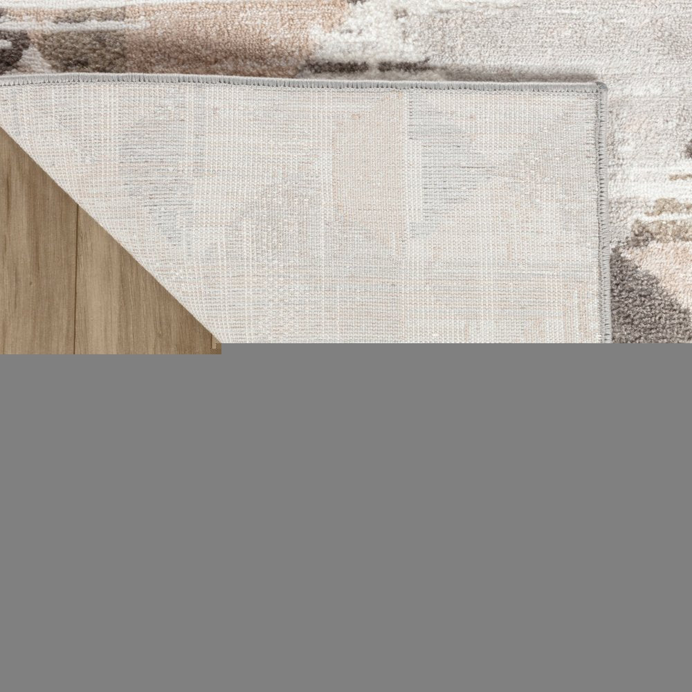 7' X 10' Beige and Brown Abstract Distressed Area Rug