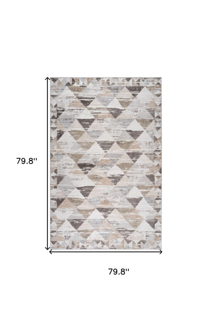 7' X 10' Beige and Brown Abstract Distressed Area Rug