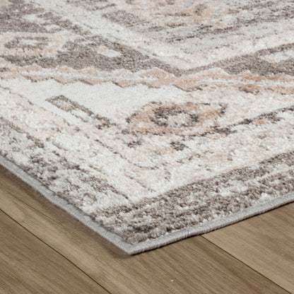 4' X 6' Beige and Brown Abstract Distressed Area Rug