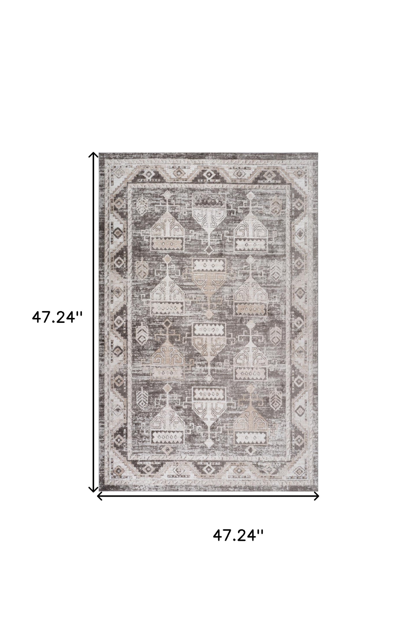 4' X 6' Beige and Brown Abstract Distressed Area Rug