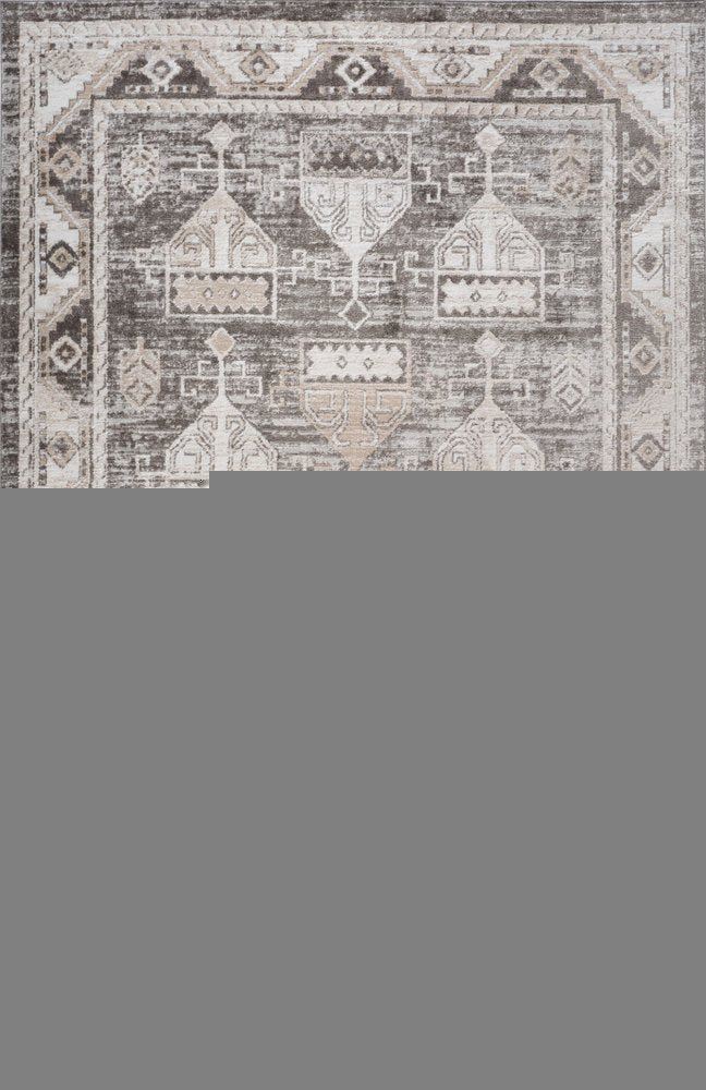 7' X 10' Beige and Brown Abstract Distressed Area Rug