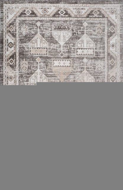 7' X 10' Beige and Brown Abstract Distressed Area Rug