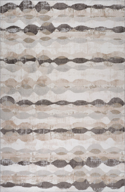 4' X 6' Beige and Brown Abstract Distressed Area Rug