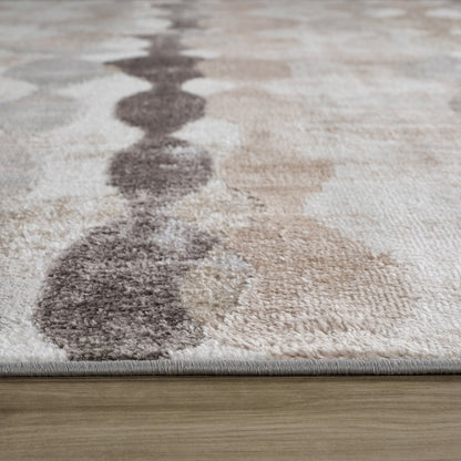 4' X 6' Beige and Brown Abstract Distressed Area Rug