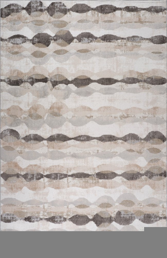 5' X 8' Beige and Brown Abstract Distressed Area Rug