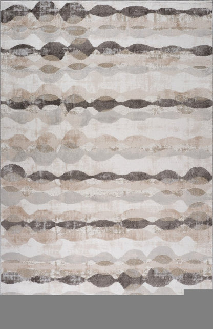 5' X 8' Beige and Brown Abstract Distressed Area Rug