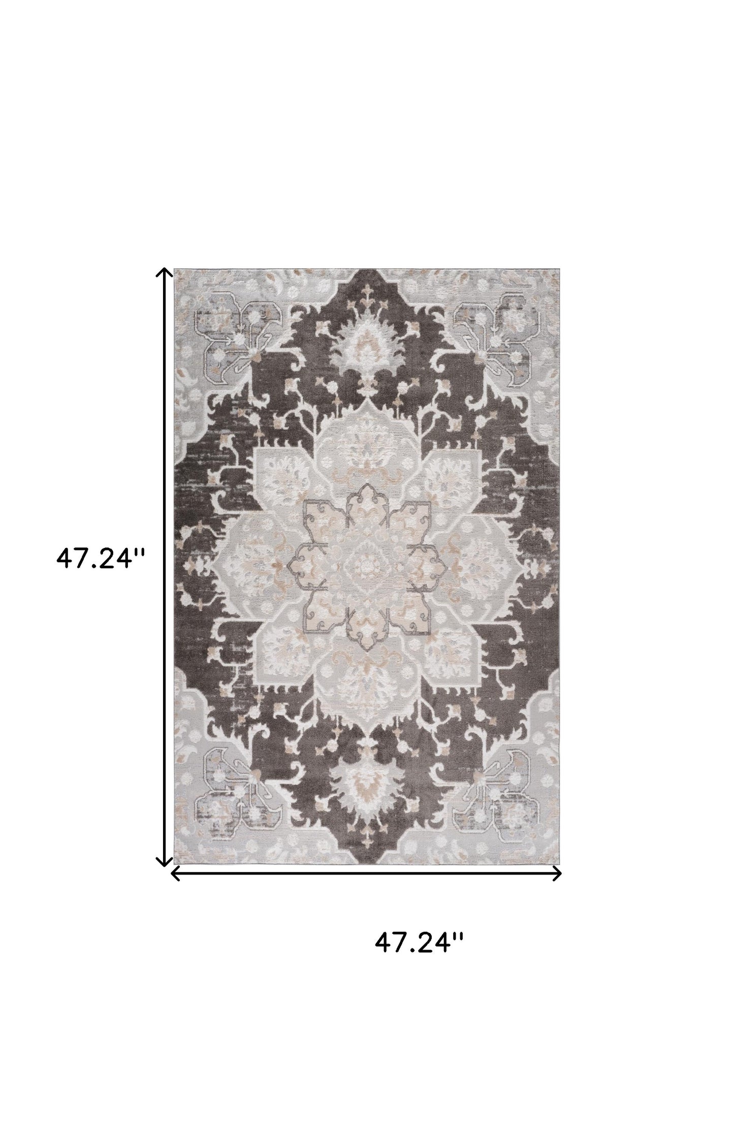 4' X 6' Gray and Brown Southwestern Distressed Area Rug