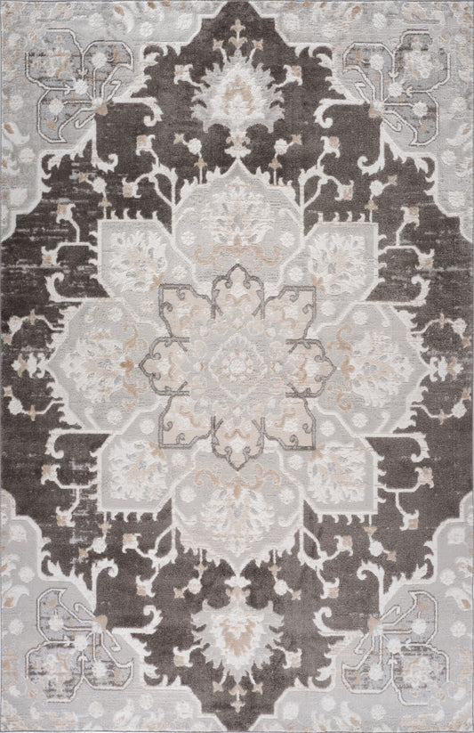 5' X 8' Gray and Brown Southwestern Distressed Area Rug