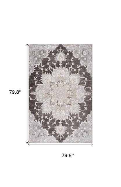 7' X 10' Gray and Brown Southwestern Distressed Area Rug