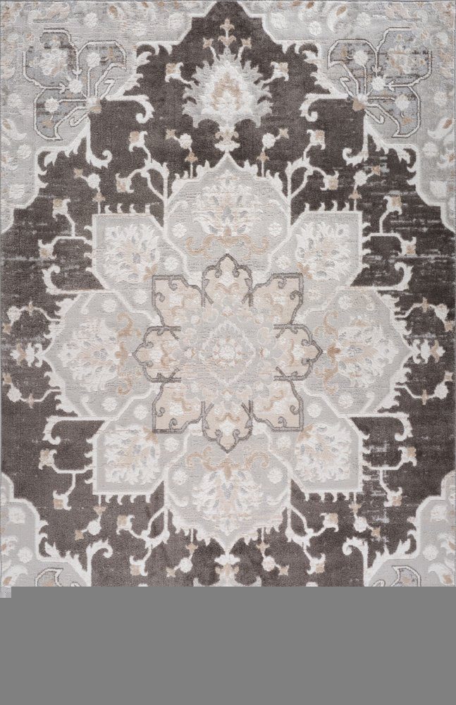 7' X 10' Gray and Brown Southwestern Distressed Area Rug