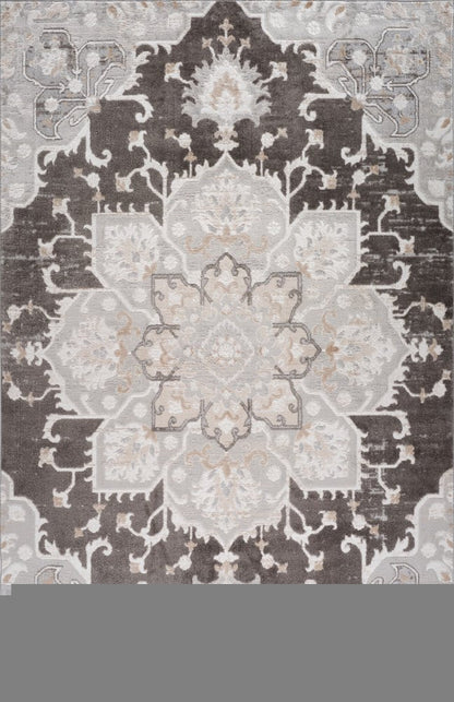 7' X 10' Gray and Brown Southwestern Distressed Area Rug