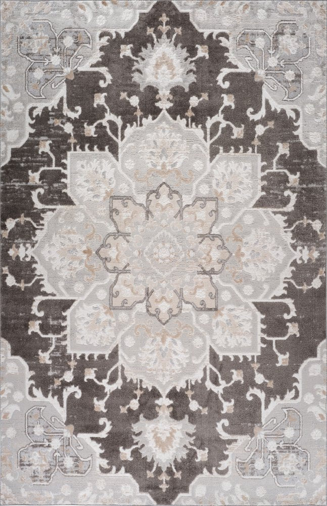8' X 11' Gray and Brown Southwestern Distressed Area Rug