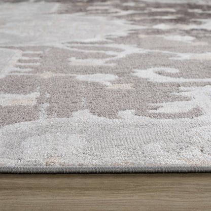 8' X 11' Gray and Brown Southwestern Distressed Area Rug