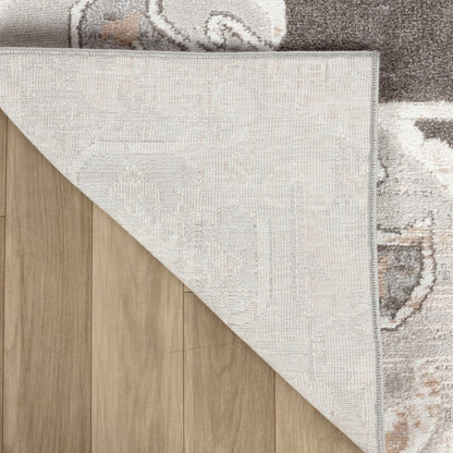 8' X 11' Gray and Brown Southwestern Distressed Area Rug