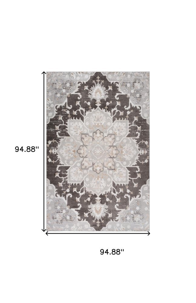 8' X 11' Gray and Brown Southwestern Distressed Area Rug