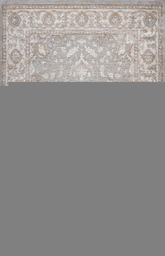 5' X 8' Beige and Gray Oriental Distressed Area Rug