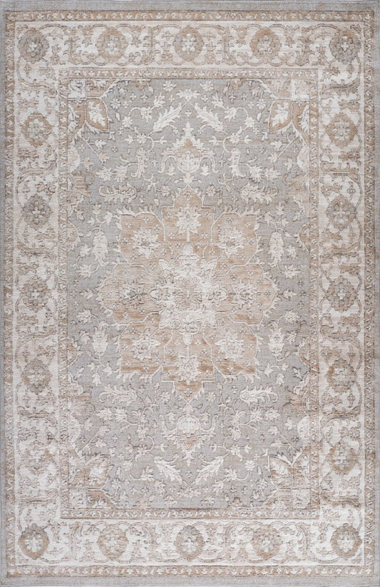 7' X 10' Beige and Gray Oriental Distressed Area Rug