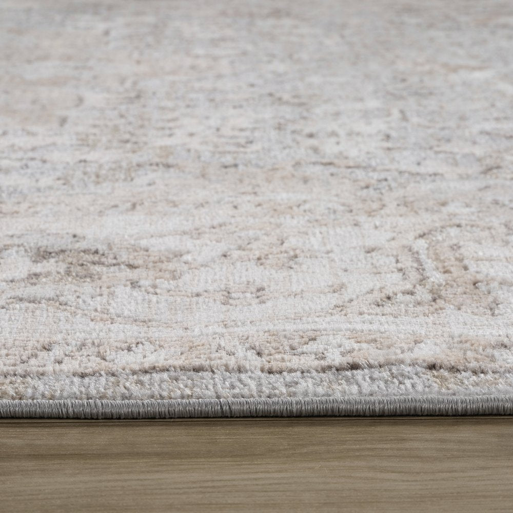 7' X 10' Beige and Gray Oriental Distressed Area Rug