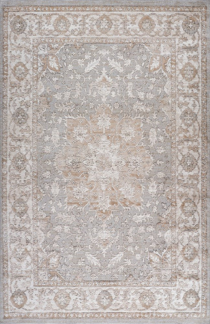 8' X 11' Beige and Gray Oriental Distressed Area Rug