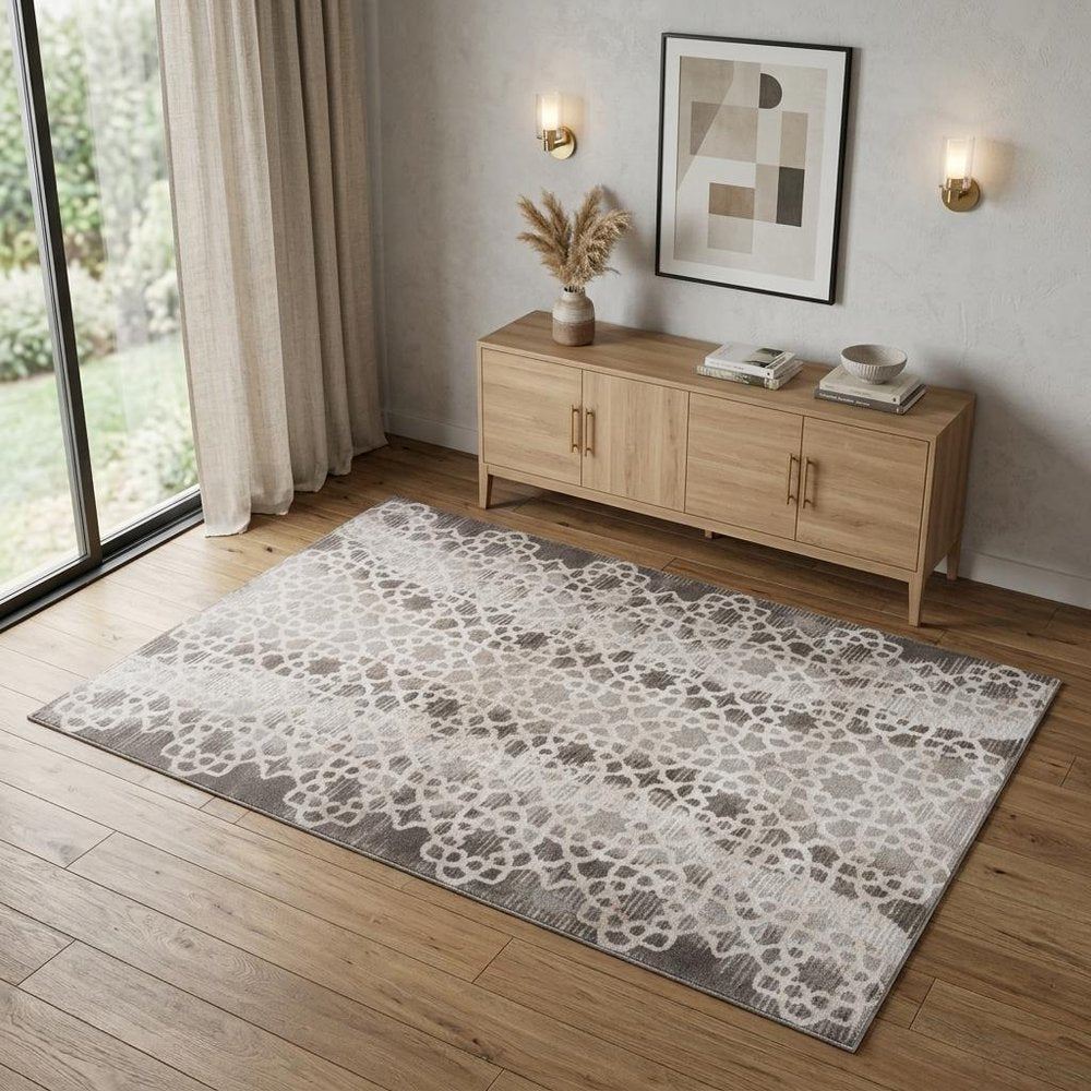 4' X 6' Brown and Beige Abstract Distressed Area Rug