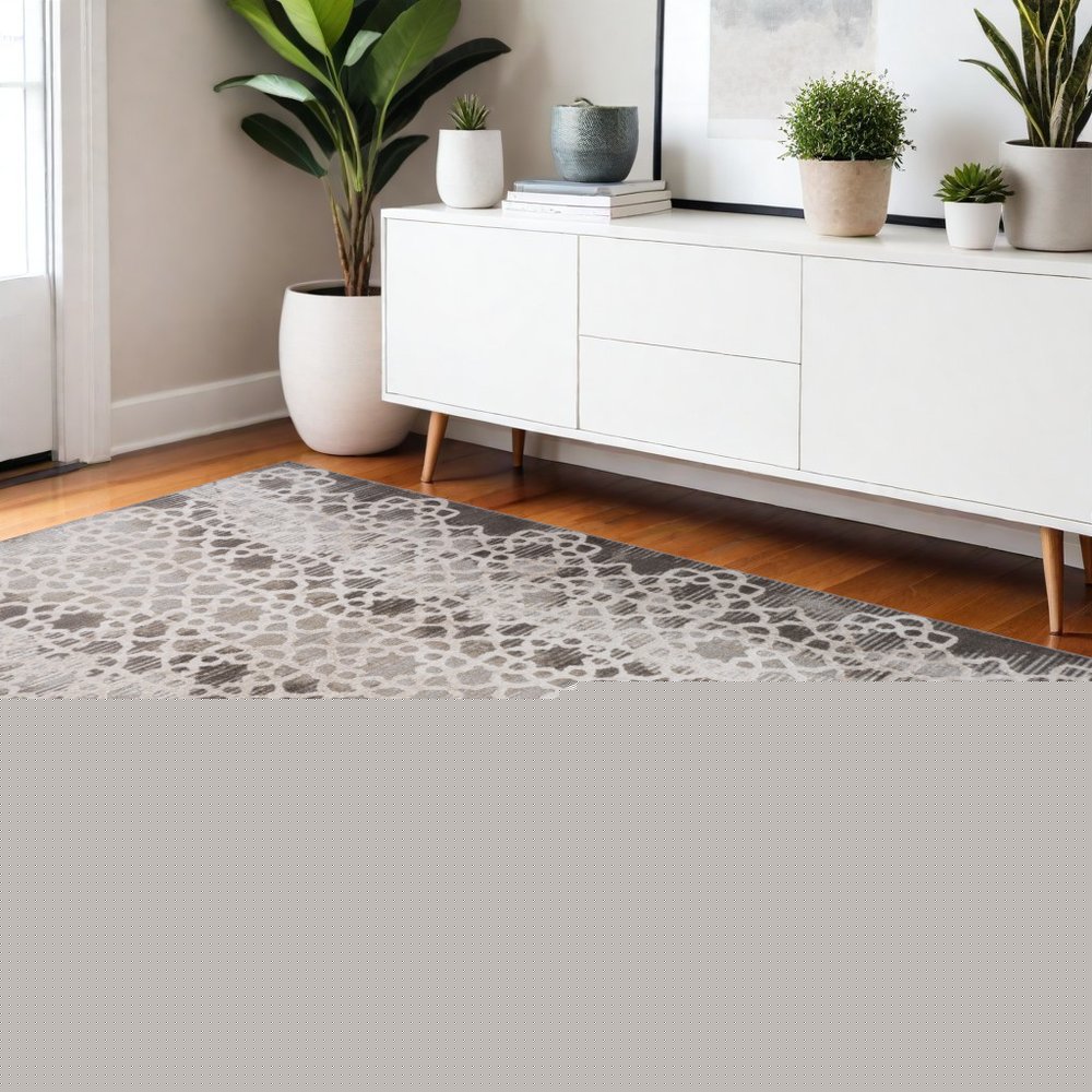 4' X 6' Brown and Beige Abstract Distressed Area Rug