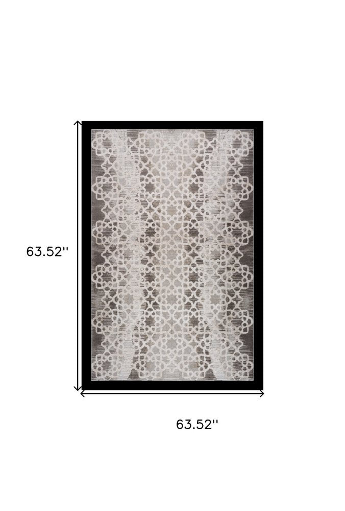 5' X 8' Brown and Beige Abstract Distressed Area Rug