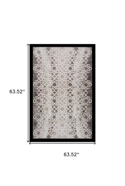 5' X 8' Brown and Beige Abstract Distressed Area Rug