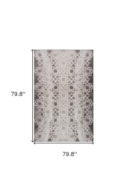 7' X 10' Brown and Beige Abstract Distressed Area Rug