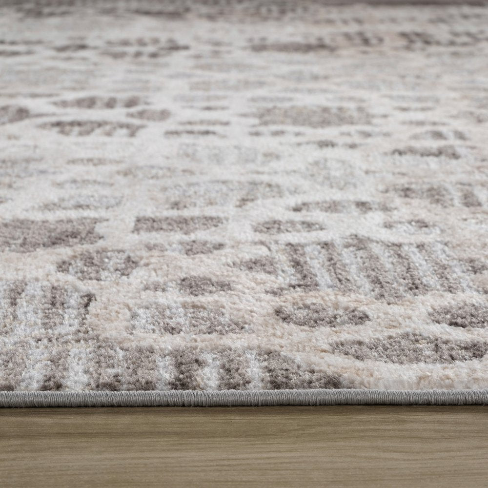 7' X 10' Brown and Beige Abstract Distressed Area Rug