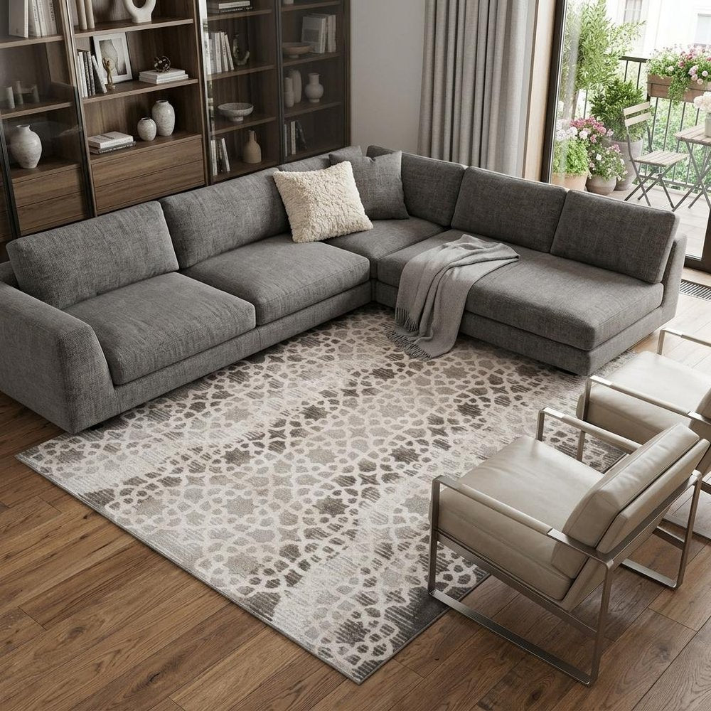 8' X 11' Brown and Beige Abstract Distressed Area Rug