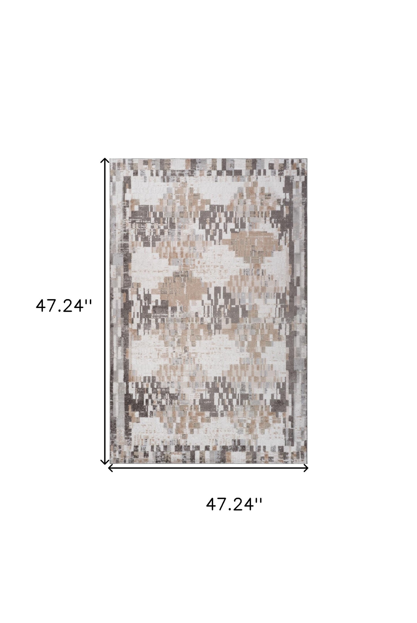 4' X 6' Cream and Brown Abstract Distressed Area Rug