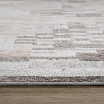 4' X 6' Cream and Brown Abstract Distressed Area Rug