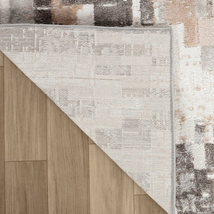 8' X 11' Cream and Brown Abstract Distressed Area Rug