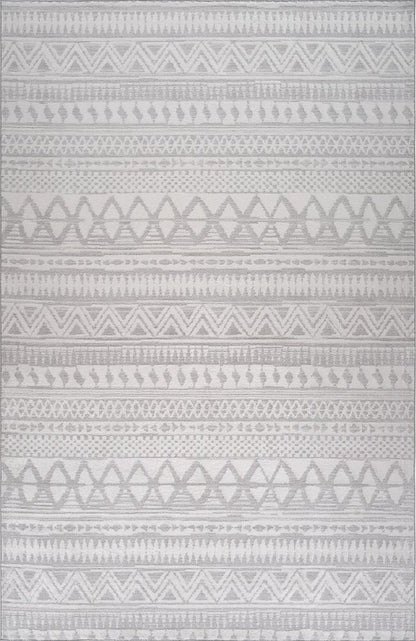 4' X 6' Gray and Cream Abstract Distressed Area Rug