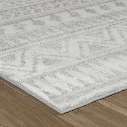5' X 8' Gray and Cream Abstract Distressed Area Rug