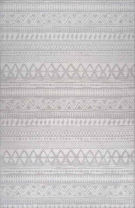 7' X 10' Gray and Cream Abstract Distressed Area Rug