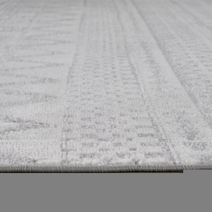 7' X 10' Gray and Cream Abstract Distressed Area Rug