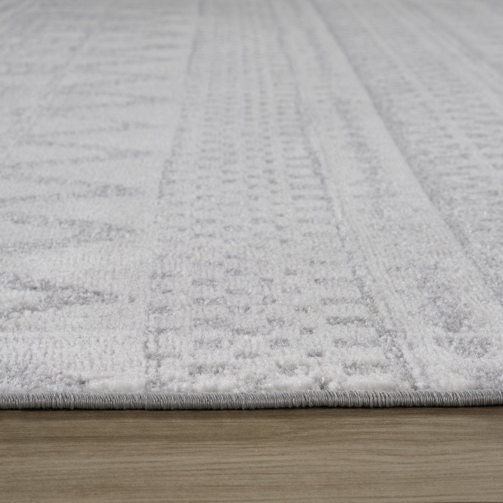 7' X 10' Gray and Cream Abstract Distressed Area Rug