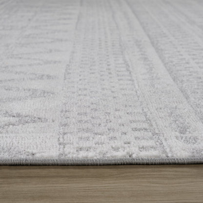 7' X 10' Gray and Cream Abstract Distressed Area Rug