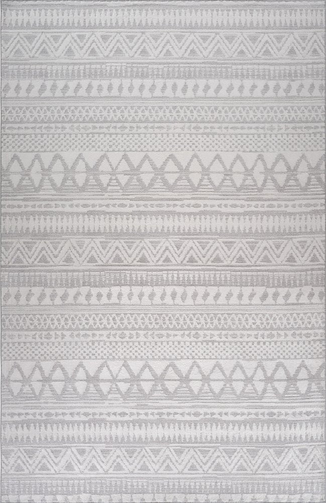 8' X 11' Gray and Cream Abstract Distressed Area Rug